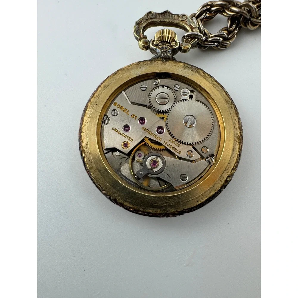 Ernest Borel Synchron 31 Swiss 17 Jewel Mechanical Pendant Watch 32mm Vintage